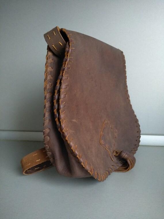 Vintage genuine leather bag - Retro leather bag -… - image 3