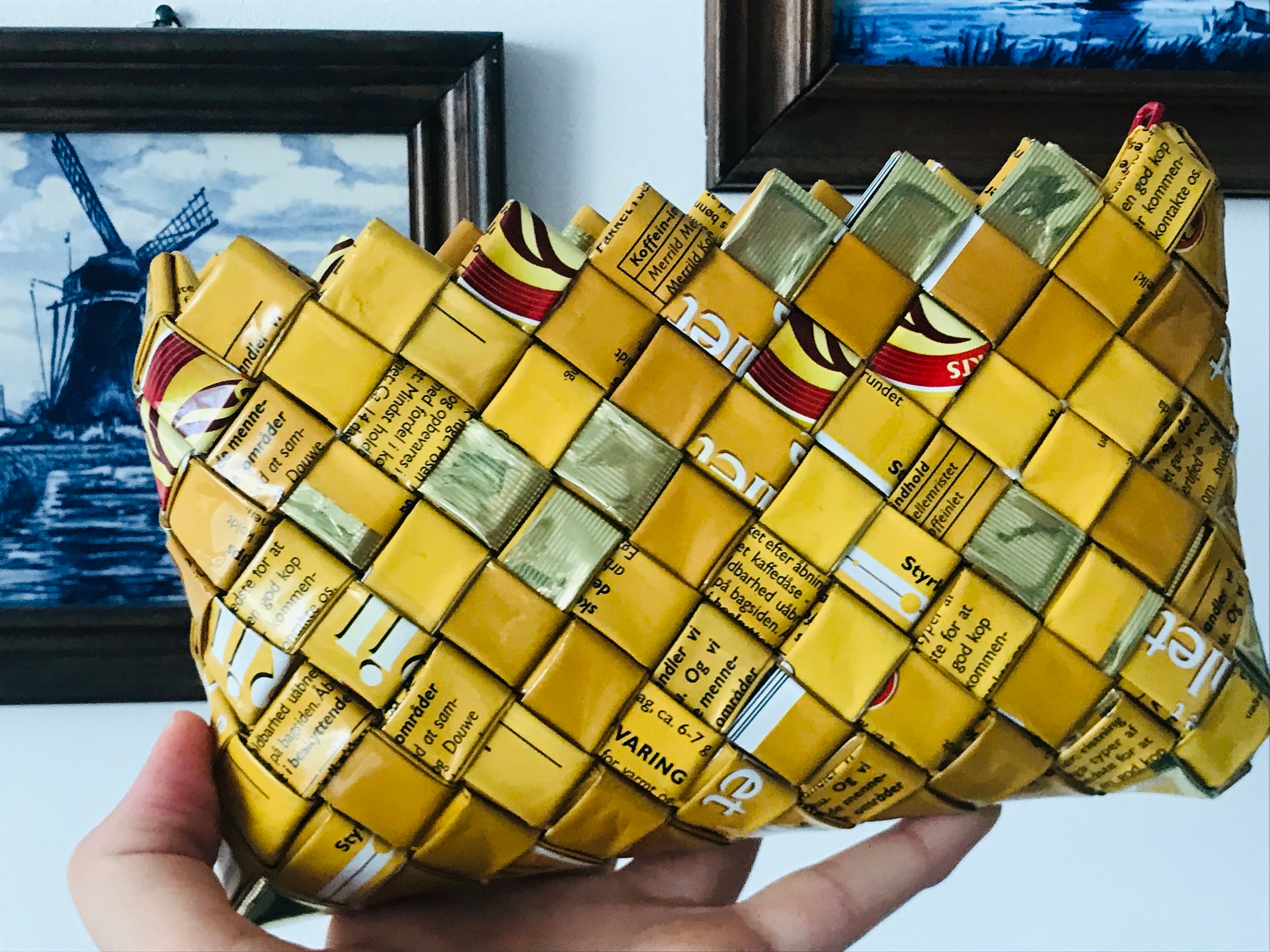 Purse Made of Magazine Papers - Bag Made of Newspaper - Handmade