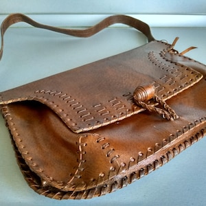 Vintage genuine leather bag - Retro leather bag - Old leather bag from 70&#39; - brown leather bag - Genuine Leather handbag - Shoulder bag