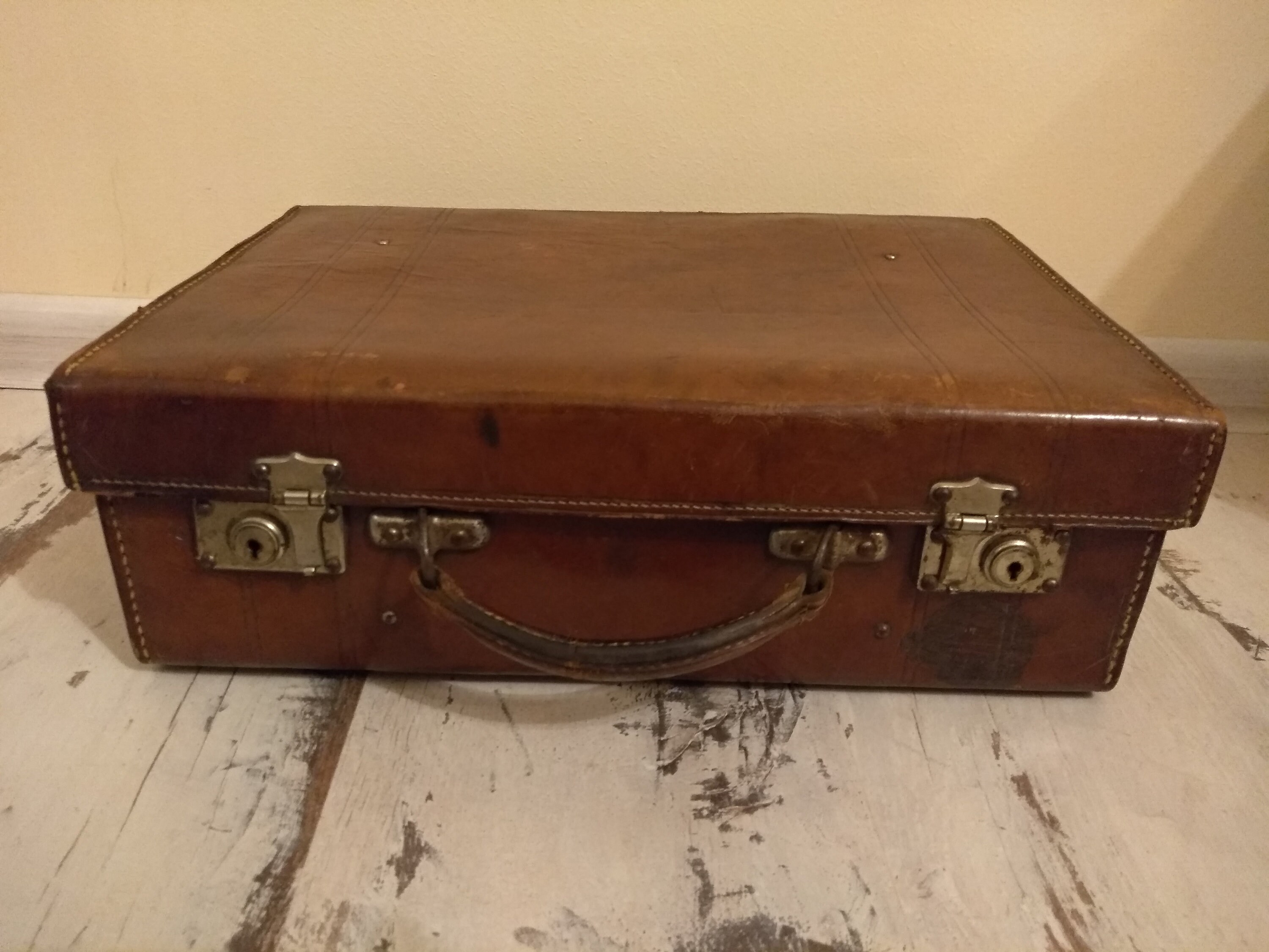 antique leather suitcase