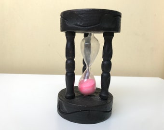 Reloj de arena de madera vintage - Reloj de arena - Temporizador de arena - Vidrio de arena - Reloj de arena de madera - Detalle interior de estilo vintage - Reloj de arena