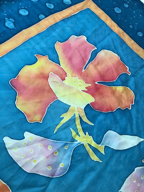 Hand painted silk scarf - 100% pure silk scarf - … - image 5