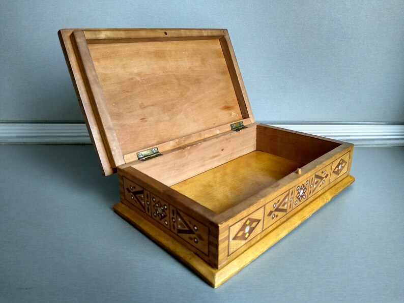 Handmade Wooden Box Wooden box Vintage wooden box Vintage large wooden box