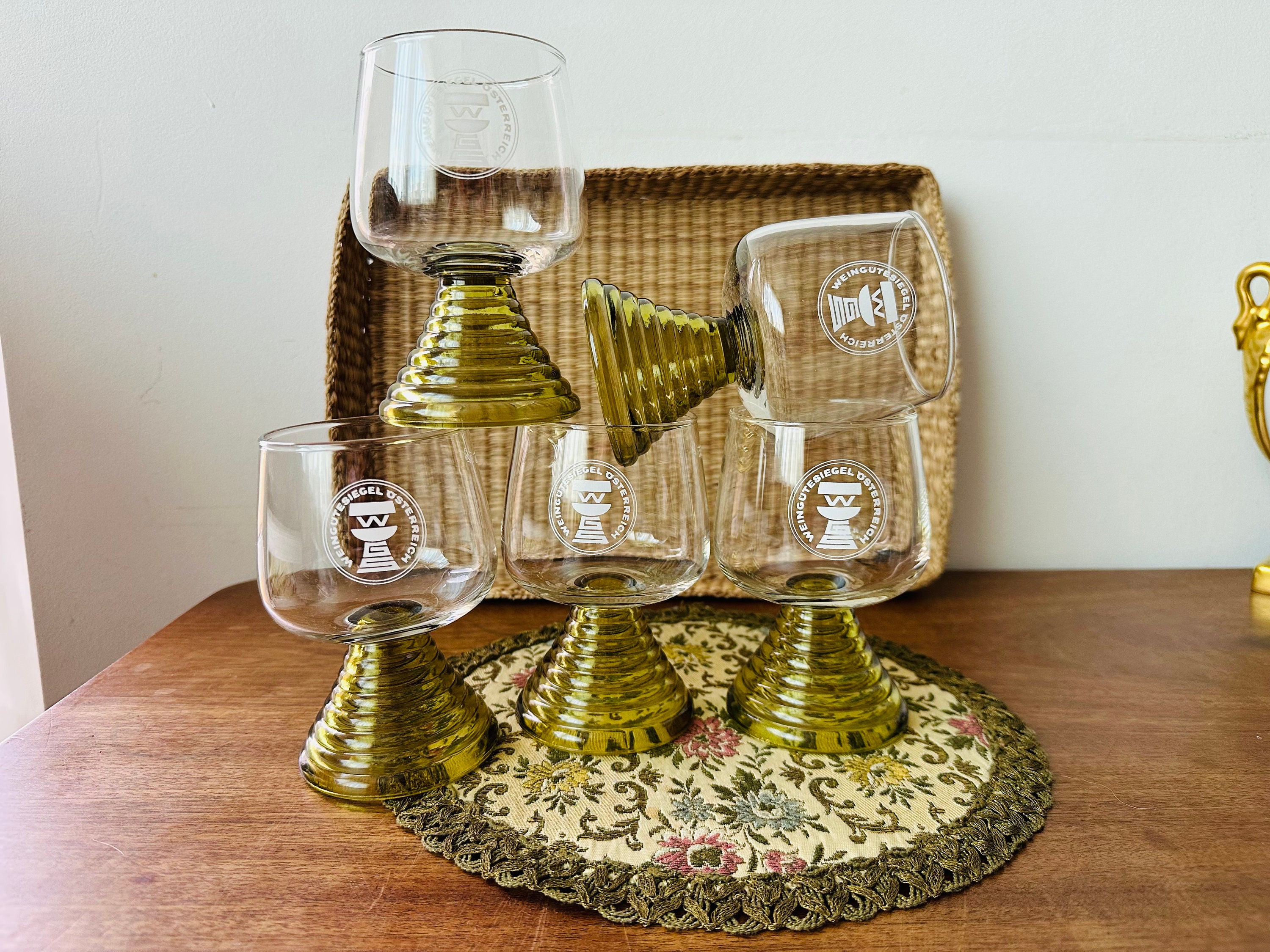 German green stem wine glasses - Etsy 日本
