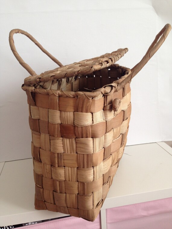 Vintage Straw Bag - Straw basket - Summer carryco… - image 3