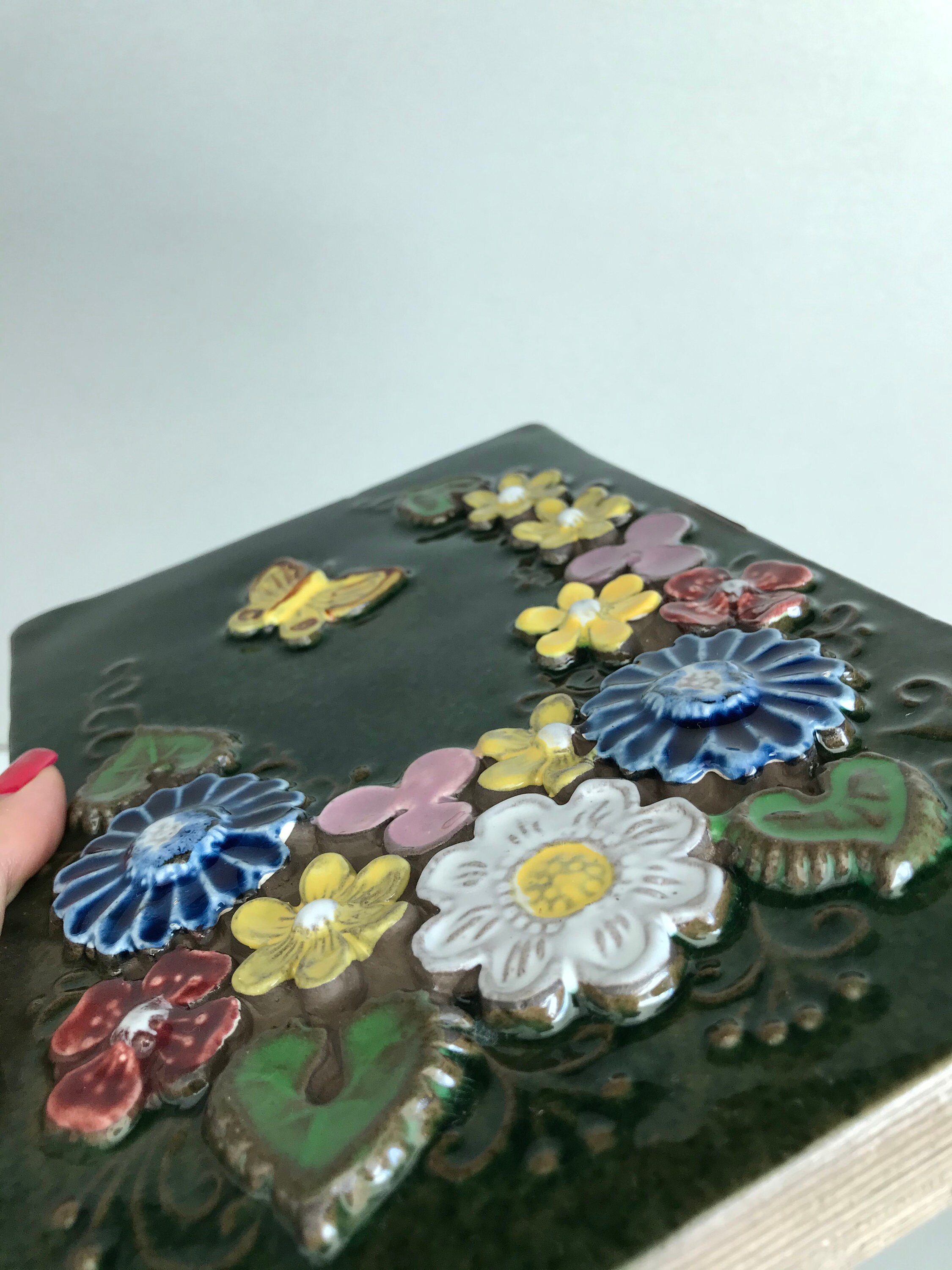 Jie Gantofta Sweden Ceramic Wall Tile - Wall Plaque Flowers