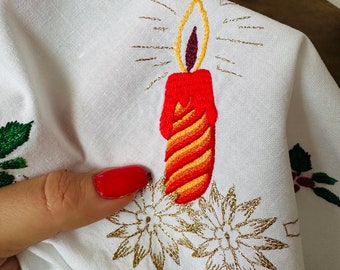 Vintage Weihnacht Tischdecke mit Maschinenstickerei