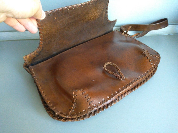 Vintage genuine leather bag - Retro leather bag -… - image 9