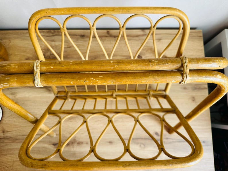 Vintage Rattan Magazine Rack - Folding Rattan Magazine Rack - Etsy