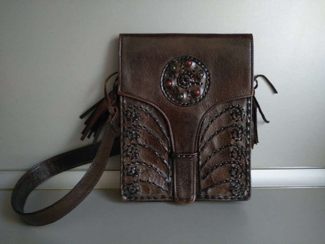 Vintage Genuine Leather Bag Retro Leather Bag Old Leather Etsy
