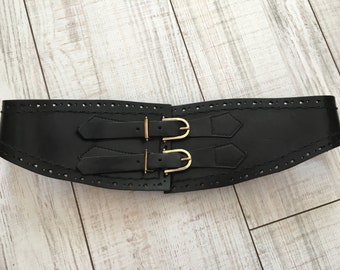 POST & CO genuine leather belt - Wide leather belt - Corset belt