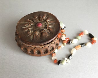 Vintage Genuine Leather Box - Vintage leather box - leather box - Trinket Box - Leather Jewelry Box - Genuine Leather Box - Memory box