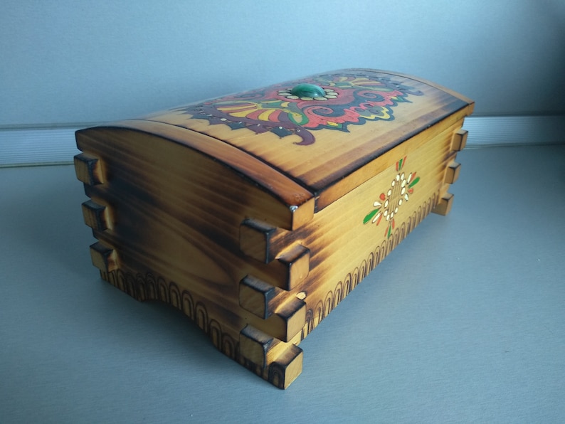 Home decor Vintage wooden box Jewelry box Vintage handmade wooden box Vintage box Vintage Pyrography box Retro box Memory Box