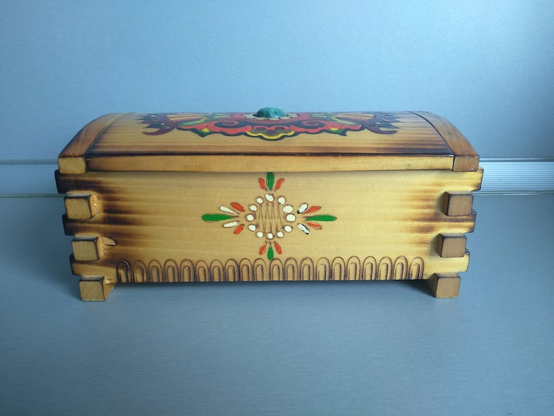 Home decor Vintage wooden box Jewelry box Vintage handmade wooden box Vintage box Vintage Pyrography box Retro box Memory Box