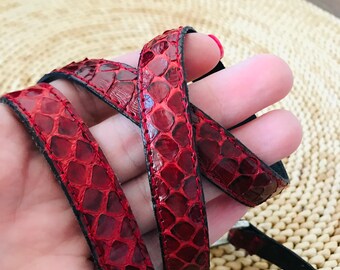 Claudio Orciani Women 80cm Red Genuine Snake Skin Rhinestone Buckle Skinny Belt Claudio Orciani Women 80cm Red Genuine Snake Skin Rhinestone  main image 3