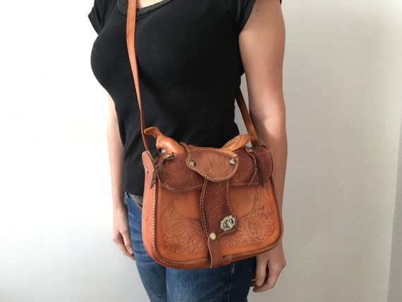 Genuine leather shoulder bag - Vintage shoulder ba