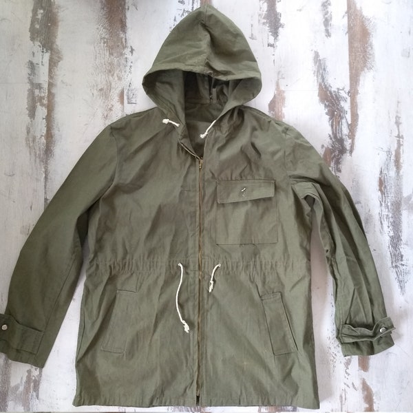 Veste en toile vintage - Anorak vintage - Anorak en toile vert ancien - Vêtements de survie - Parka militaire - Anorak en toile vert militaire