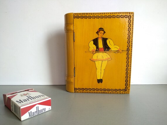 Vintage wooden cigarette box - Vintage handmade wo