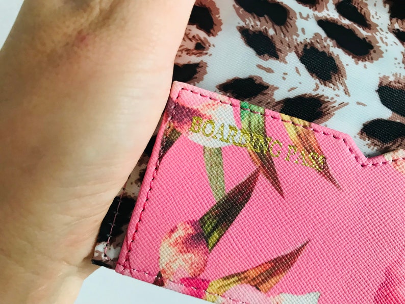 Pink With Flowers Passport ID Card Holder Passport ID Card Etsy