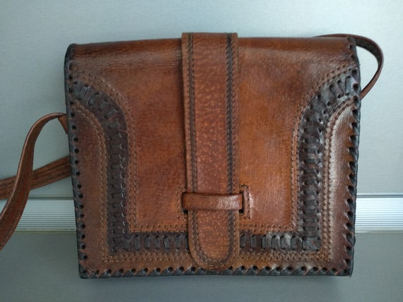 Vintage Bag Of Genuine Calfskin - Retro leather b… - image 3