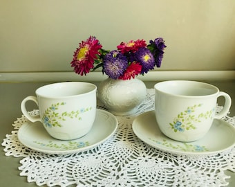 Vintage set of 2 KAHLA forget-me-nots cup and saucers