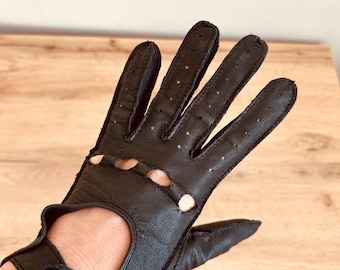 Genuine leather Estelle collection women gloves - Black genuine leather gloves - Leather women gloves - luxury black gloves (1)