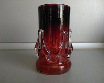 Vintage red glass vase - Red Amber vase - Murano Vase