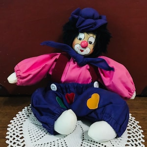 Bambola clown vintage fatta a mano - Bambola clown da collezione - Bambola clown vintage - Bambole clown con viso dipinto a mano
