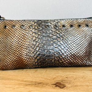 Cartera de piel auténtica - Neceser de piel auténtica - Bolso pequeño tipo serpiente (1)