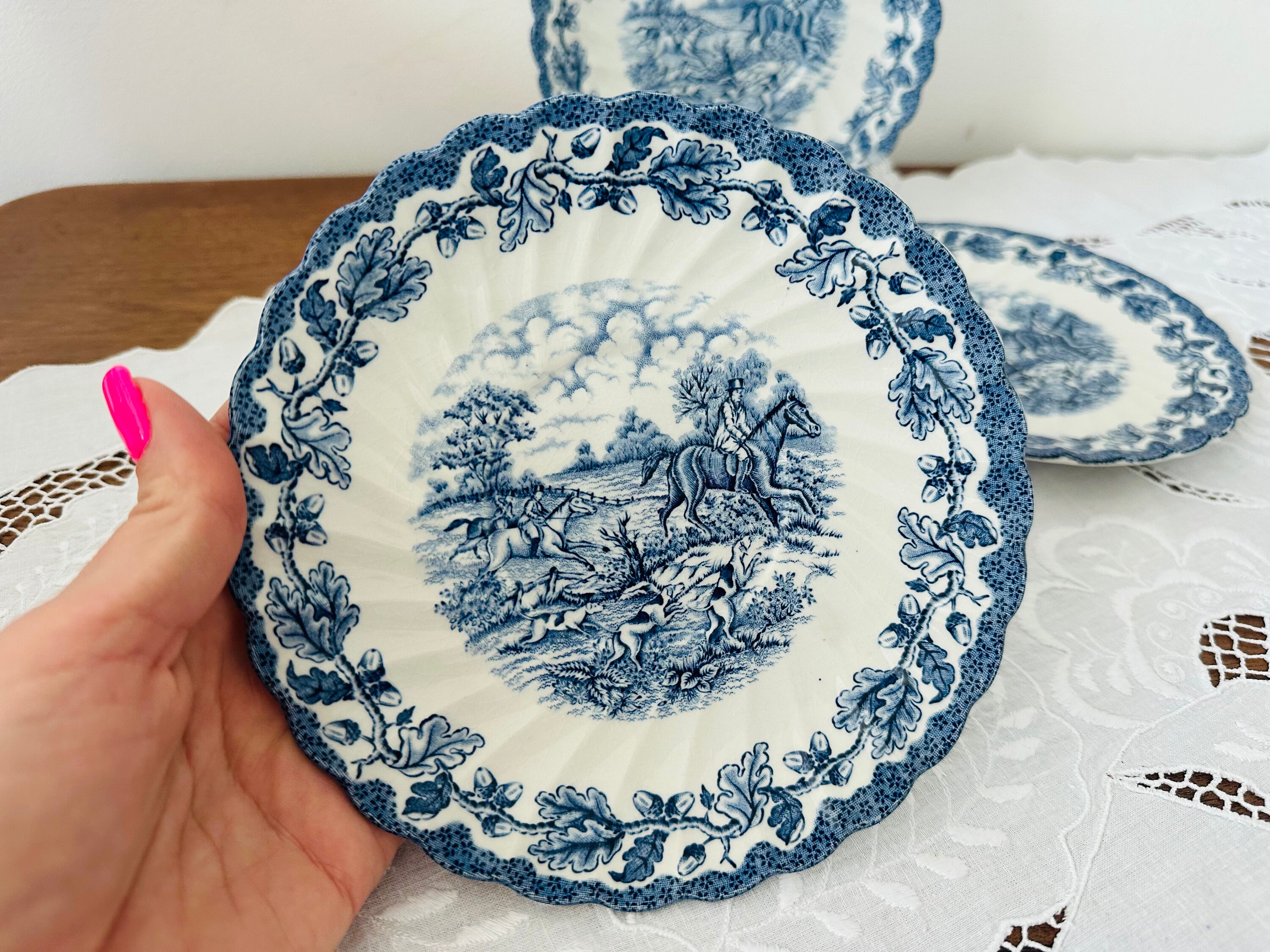 Vintage Myotts Country Life Set of 3 Plate - Myotts Blue Country