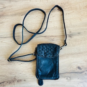 Echtleder Hals-Geldbörse - Echt Leder Portemonnaie - Schwarze Leder Hals-Geldbörse - Echtes Leder Portemonnaie (1)