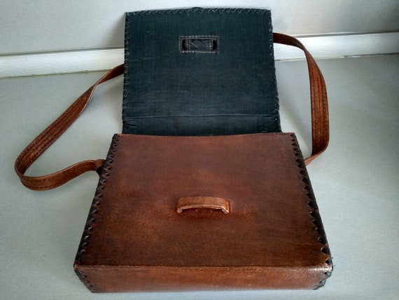 Vintage Bag Of Genuine Calfskin - Retro leather b… - image 5