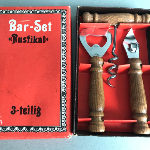 Vintage bar-set Rustikal corkscrew, bottle opener and cap lifter