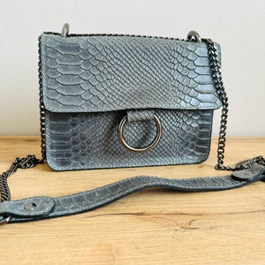 VENEZIA genuine leather crossbody bag - Gray leather bag - Crossbody bag