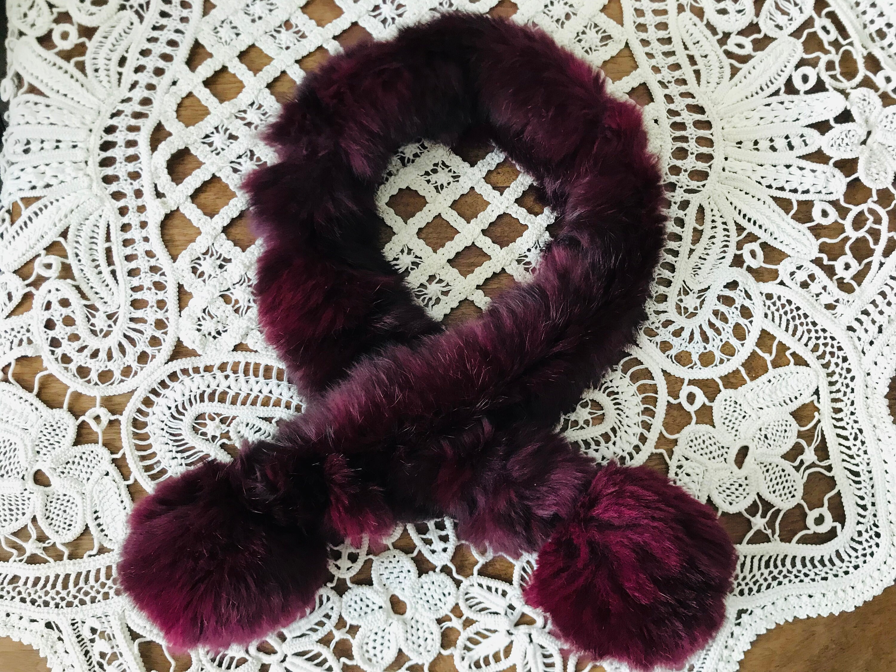 White Rabbit Fur Neck Wrap With Pom Pom-NWOT Rabbit Pom-Pom Scarf – Alaska Fur Gallery, Inc main image 4