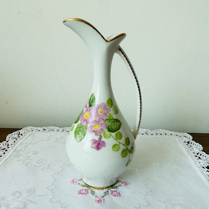 Vintage hand painted LIMOGES France small vase , pitcher