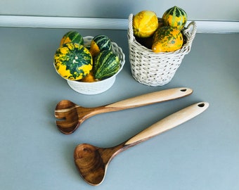 Solid wooden salad spoon set - Wooden spoon set