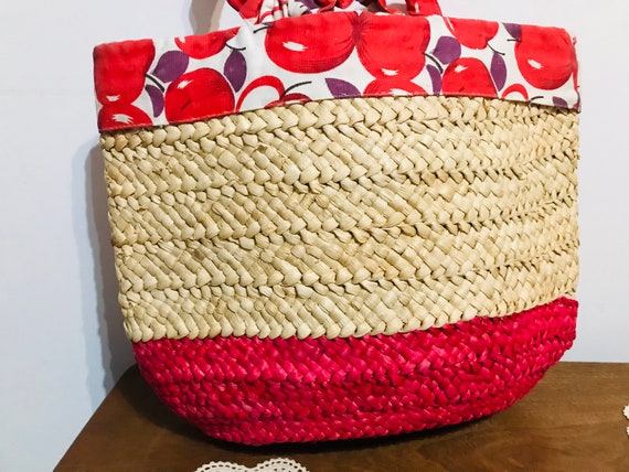 Vintage Straw Bag - Straw basket - Summer carryco… - image 3