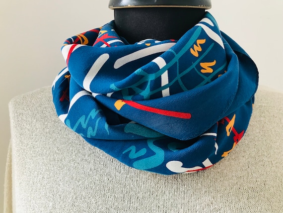 Rectangular blue silk scarf - Specially designed … - image 2