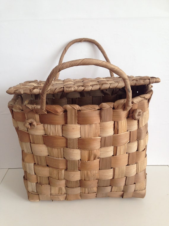 Vintage Straw Bag - Straw basket - Summer carryco… - image 2