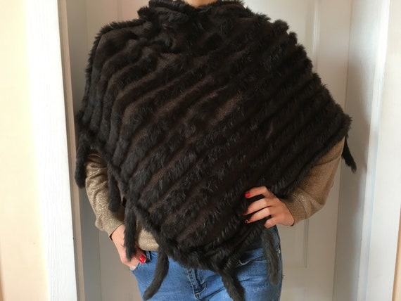 Rabbit fur poncho - Poncho knitting with rabbit -