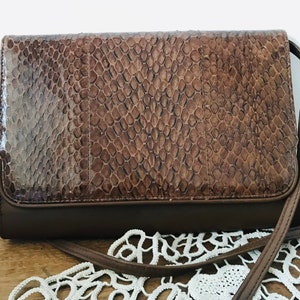 Vintage snakeskin bag - Brown snakeskin crossbody bag