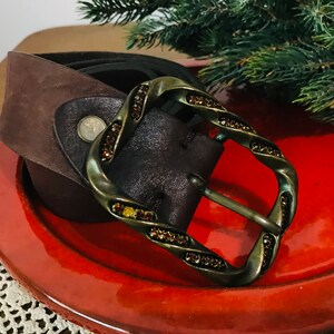 Vintage Vera Pelle genuine leather belt Brown genuine leather belt image 4