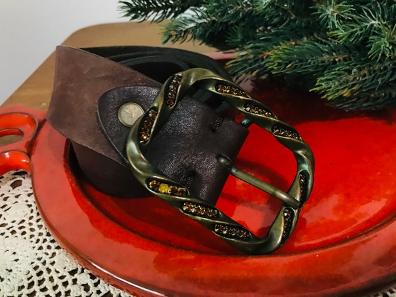 Vintage Vera Pelle genuine leather belt - Brown g… - image 4