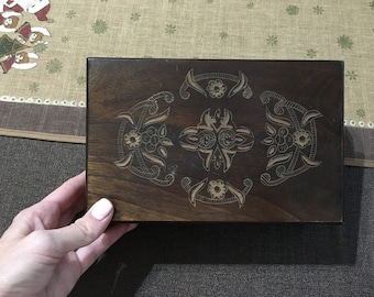Vintage large wooden box - Handmade Wooden Box - Wooden Jewelry box - Vintage wooden box - Wooden trinket box
