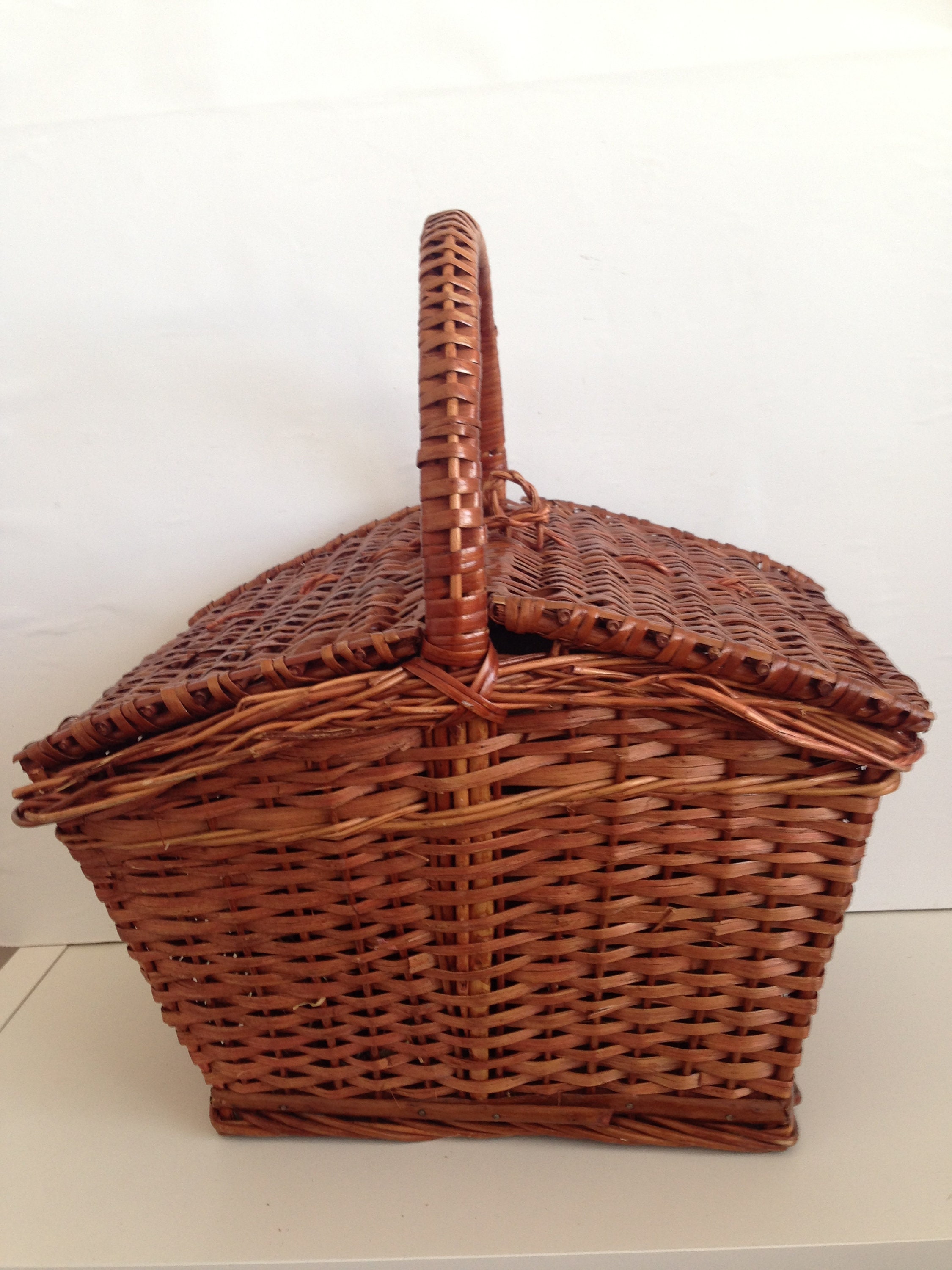 Straw picnic basket Large wicker basket Large picnic Etsy