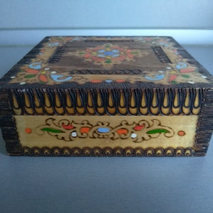 Vintage Pyrography box - Vintage wooden box - Vintage handmade wooden box - Jewelry box - Vintage box - Memory Box - Retro box - Home decor