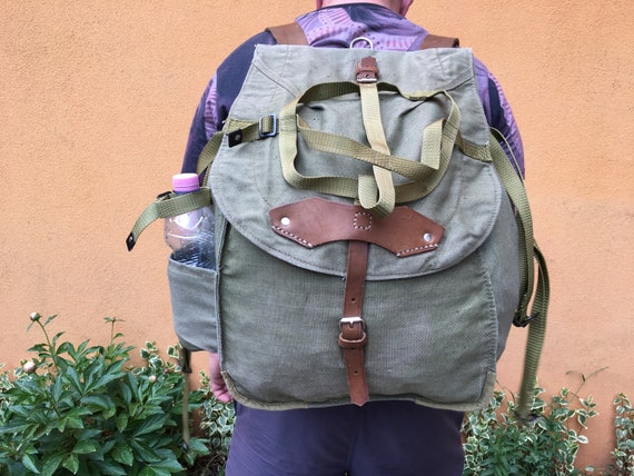 NEVER USED Vintage Distressed Canvas Backpack Military Backpack Tourist  Canvas Backpack Fishing Backpack Mountain Backpack 7 -  Canada