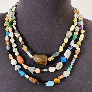 Multi Semi Precious Stone Necklace - Long necklace