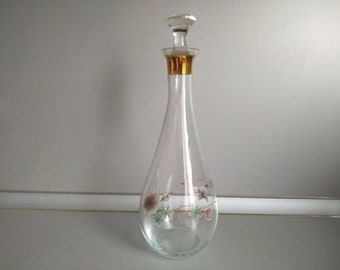 Jarra de cristal vintage - Decantador de cristal vintage - Decantador con tapón - Decantador de licor - Decantador de whisky